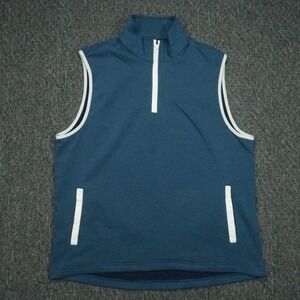 Bonobos Golf Vest Mens Large‎ Blue Fleece Quarte Zip Pockets Slim Fit